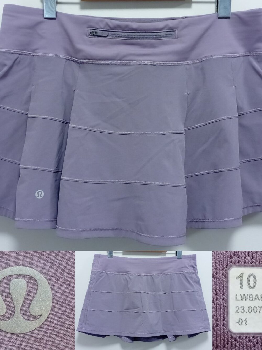 Lululemon Pace Rival Skirt 10 Large Mid-Rise Skort Purple Luxtreme 4-way Stretch